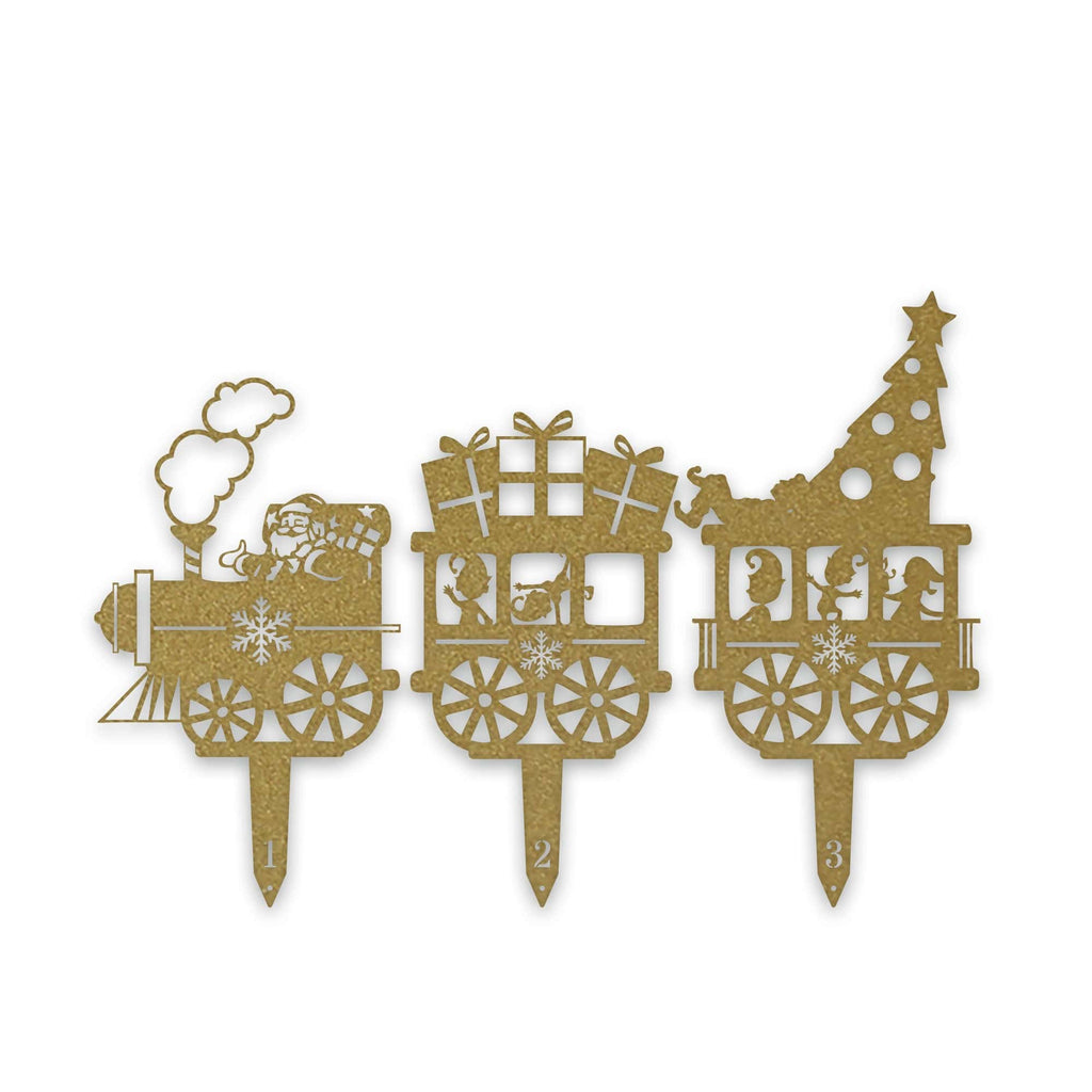 Christmas Train Yard Stakes - Set of 3