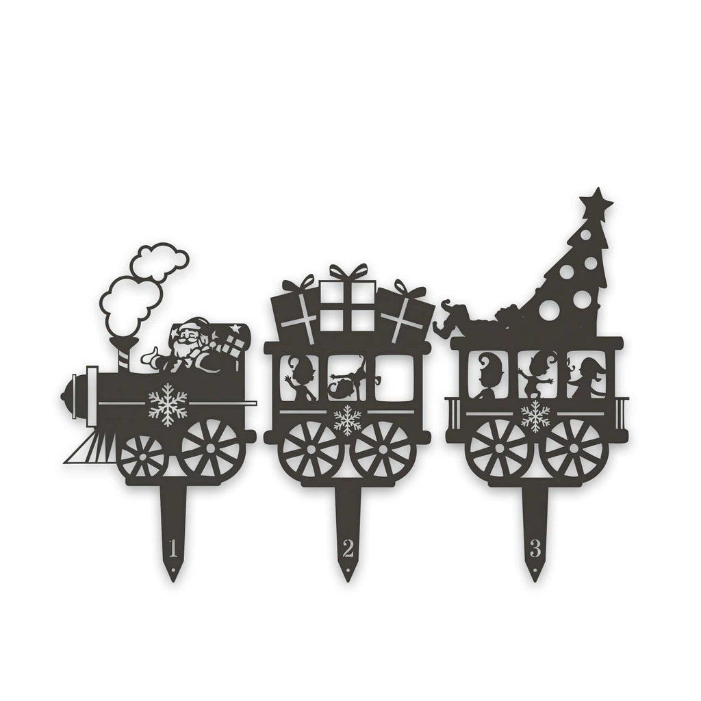 Christmas Train Yard Stakes - Set of 3