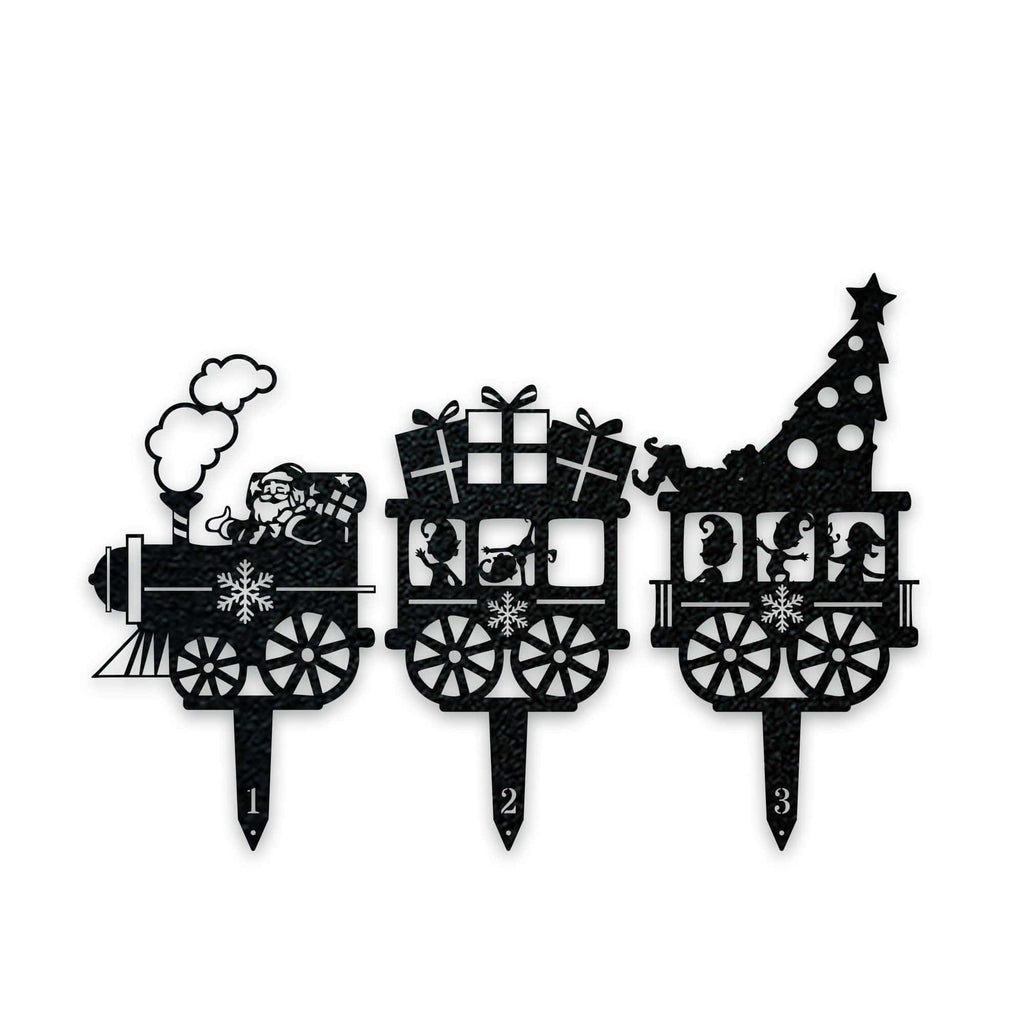Christmas Train Yard Stakes - Set of 3