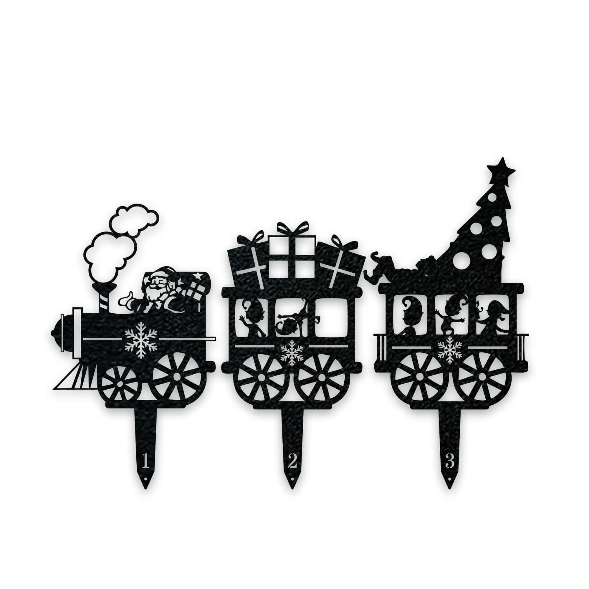 Christmas Train Yard Stakes - Set of 3