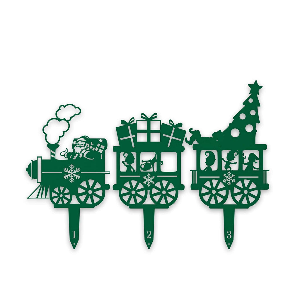Christmas Train Yard Stakes - Set of 3