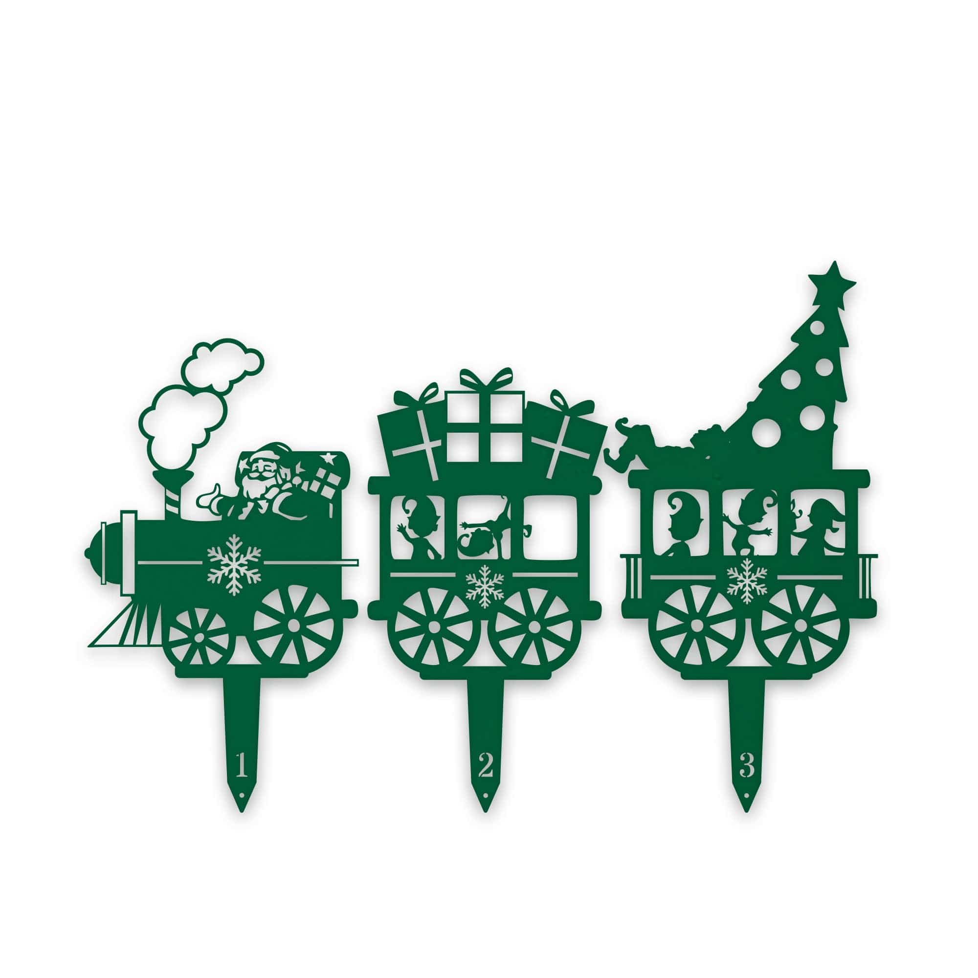 Christmas Train Yard Stakes - Set of 3