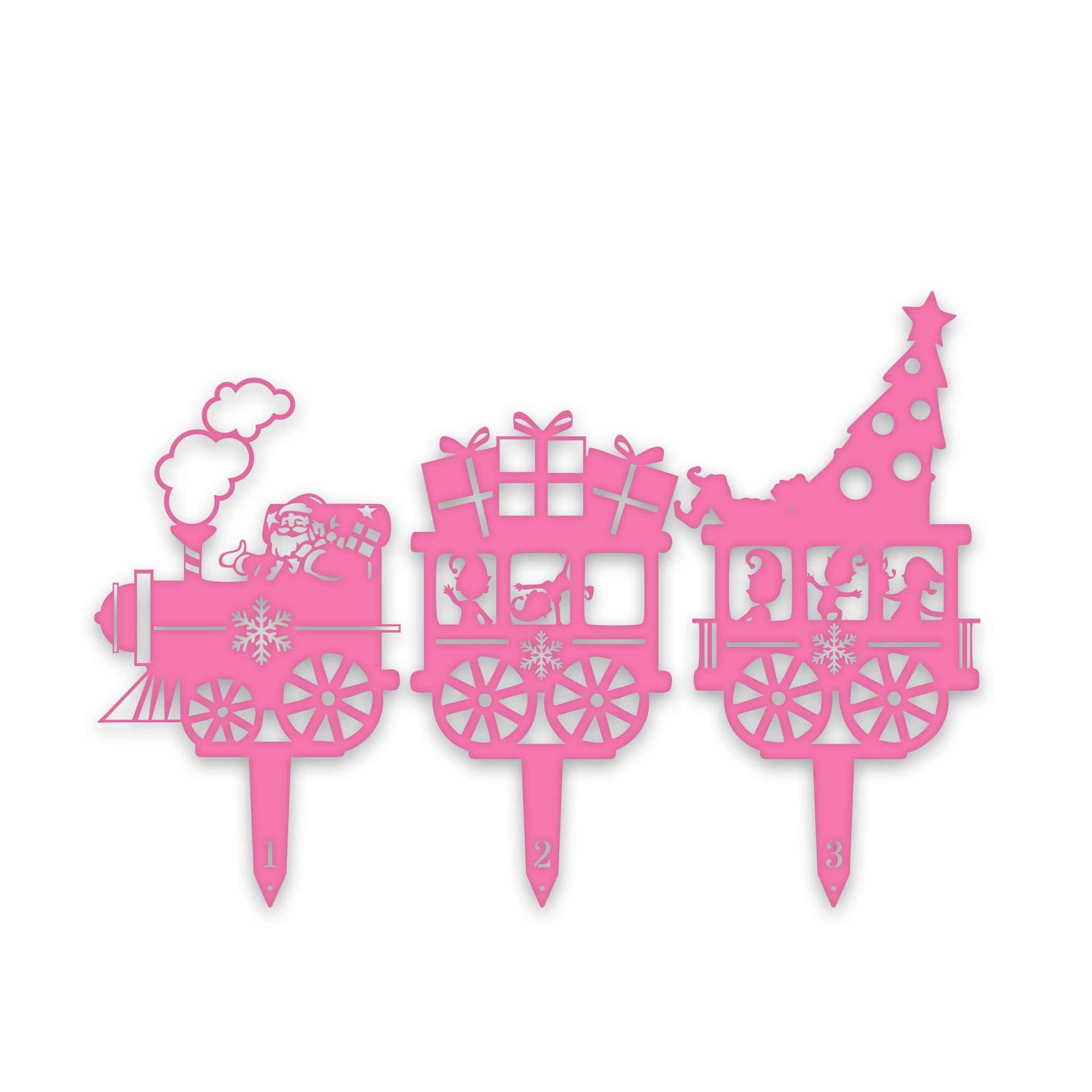 Christmas Train Yard Stakes - Set of 3