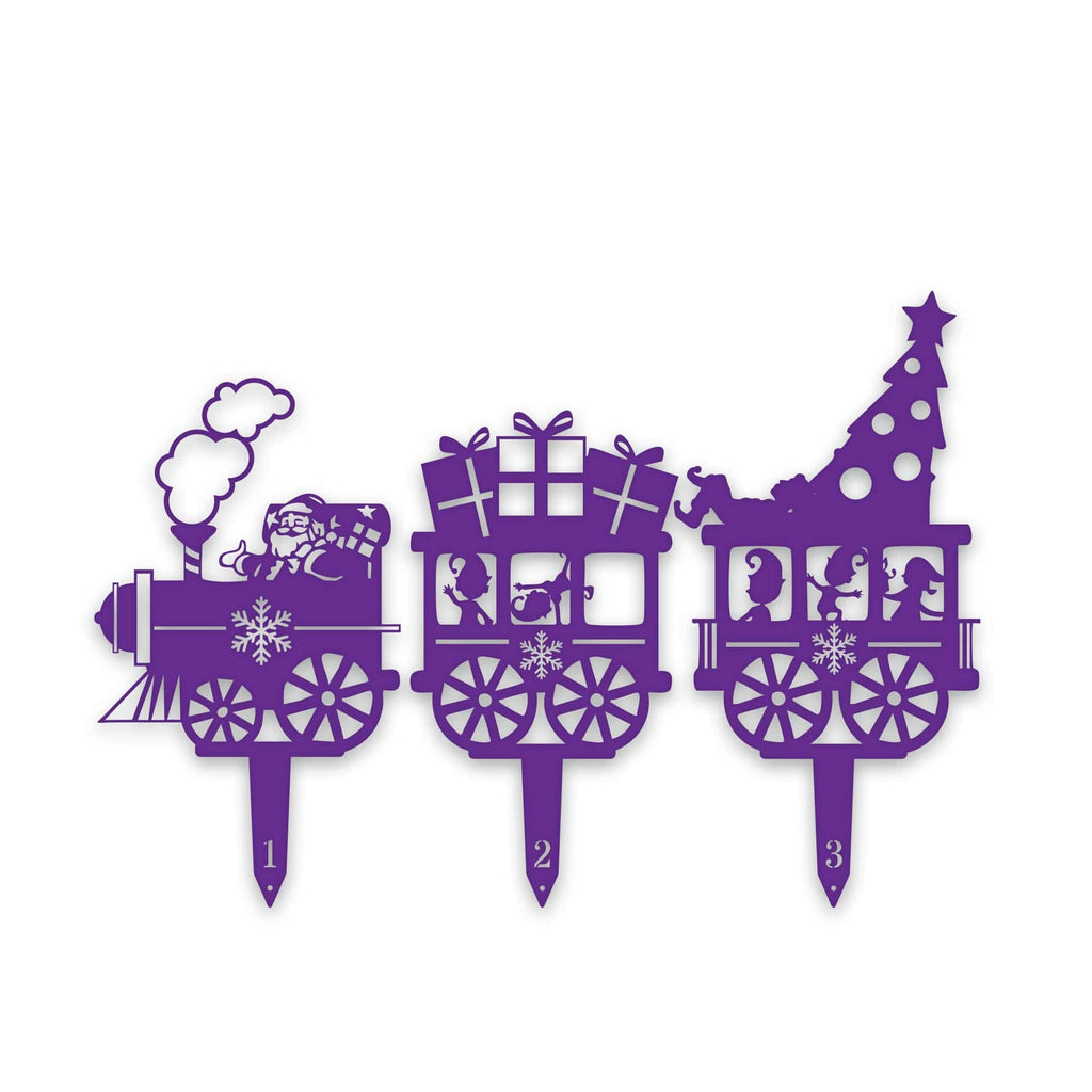 Christmas Train Yard Stakes - Set of 3