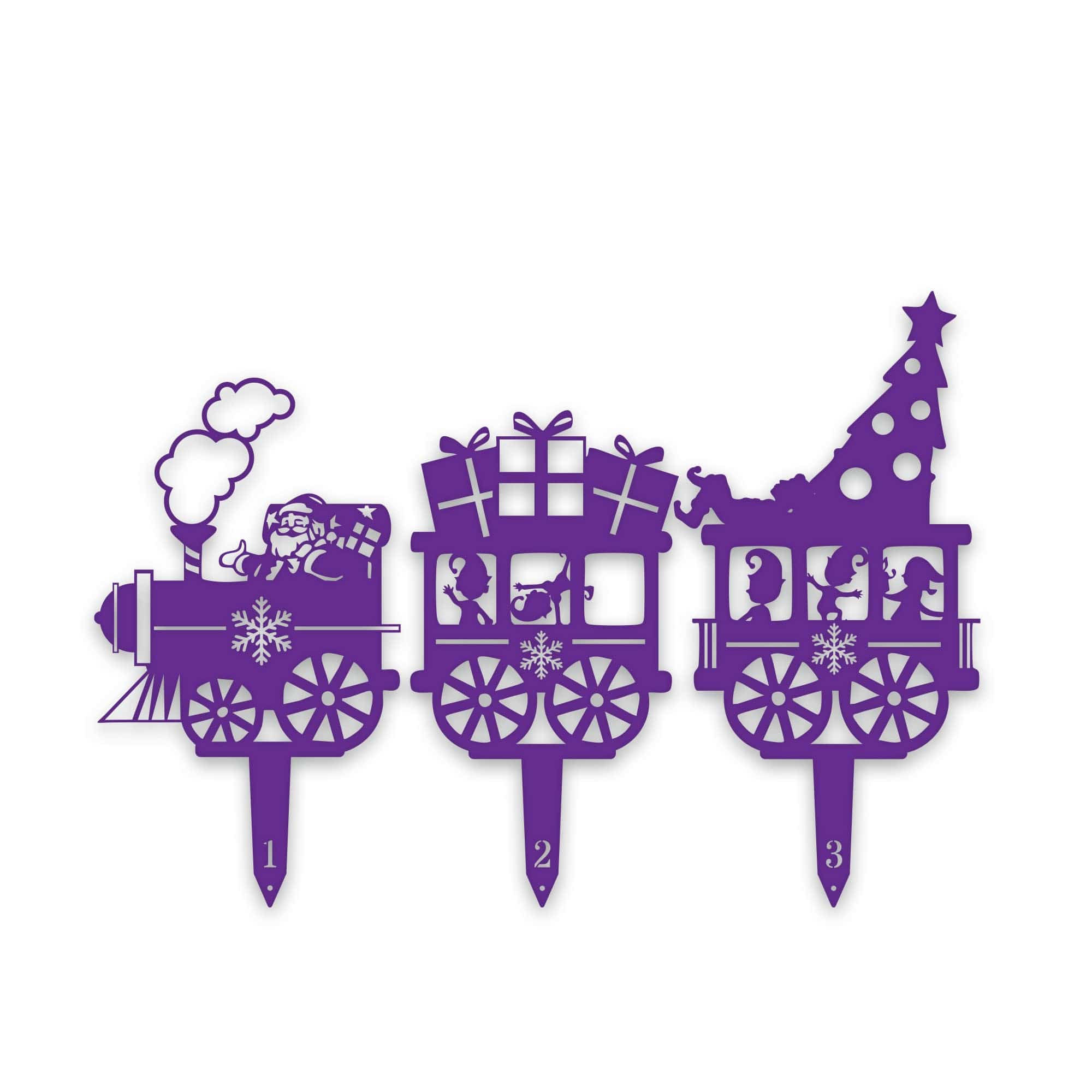 Christmas Train Yard Stakes - Set of 3