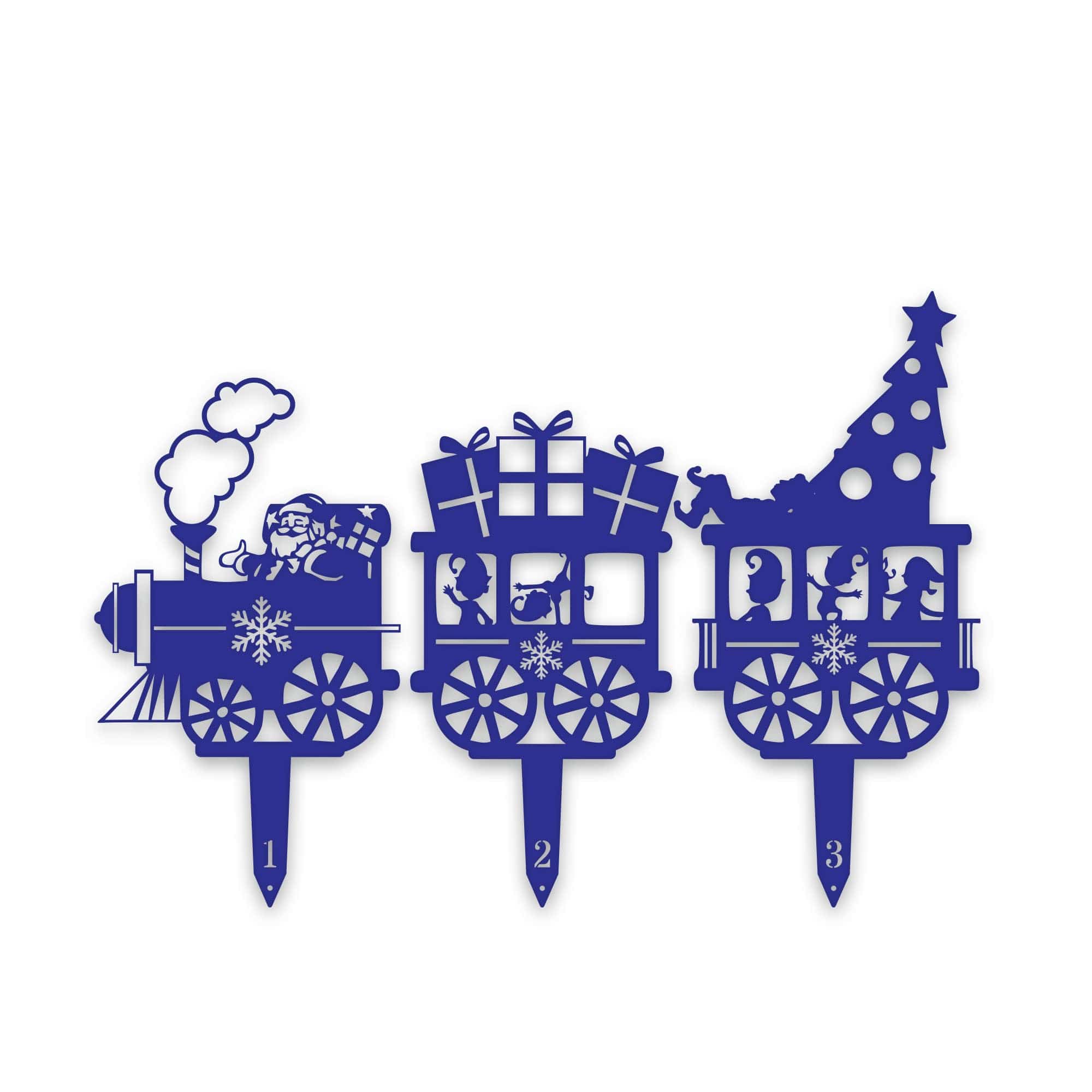 Christmas Train Yard Stakes - Set of 3