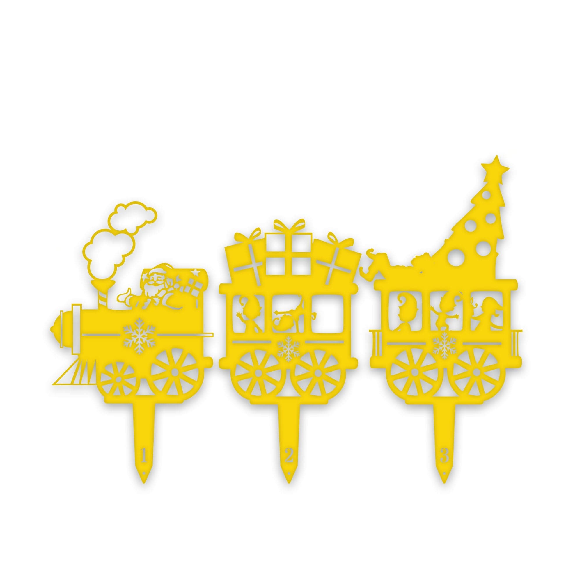 Christmas Train Yard Stakes - Set of 3