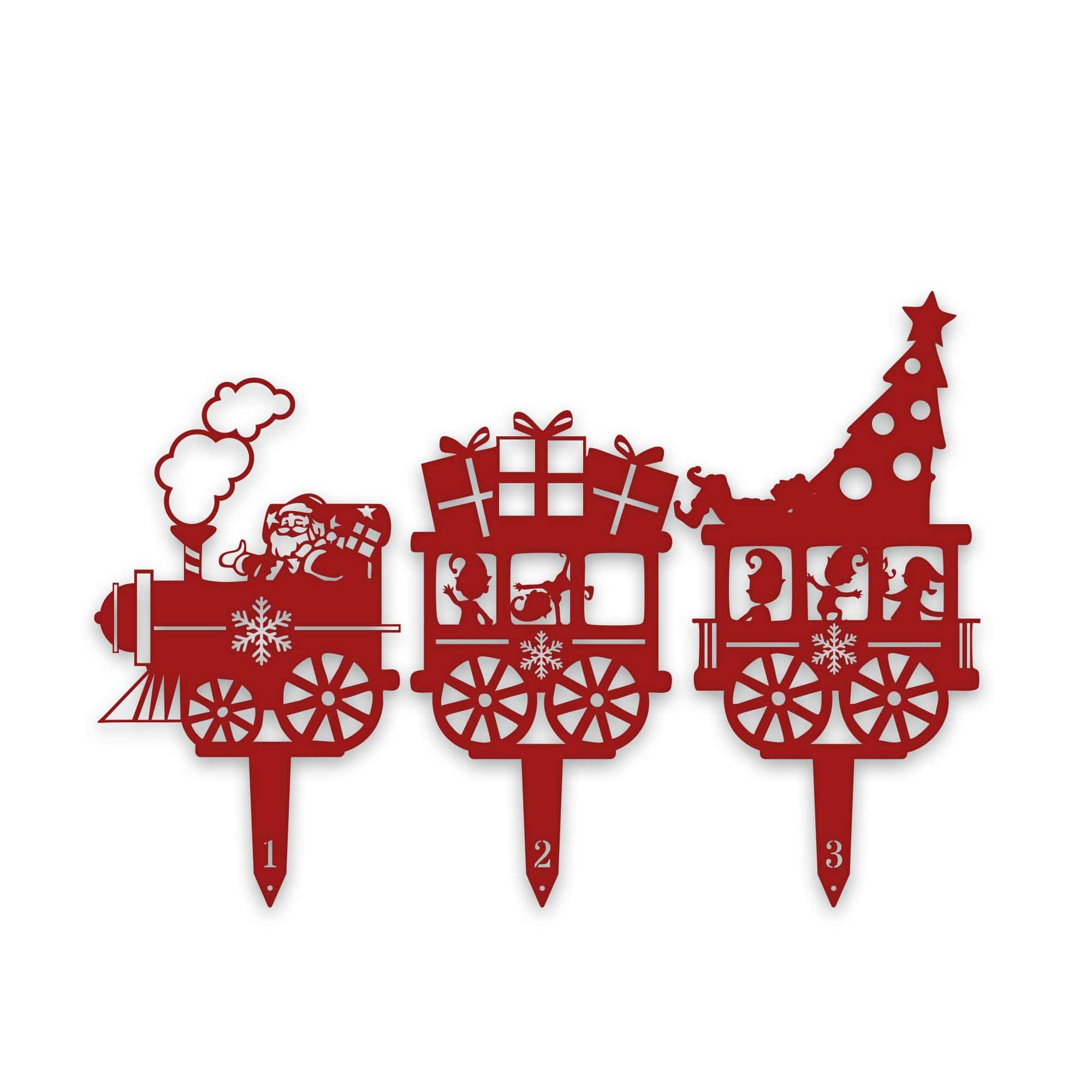 Christmas Train Yard Stakes - Set of 3