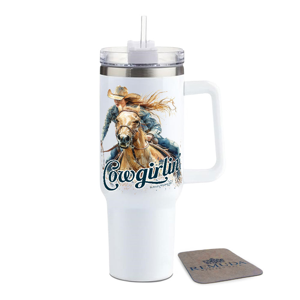 Cowgirlin' - Insulated 40oz Western Tumbler w/ Handle