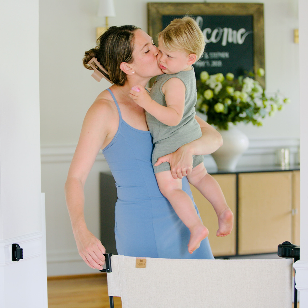 Crypton® Fabric Baby & Pet Safety Gate – Stylish, Stain-Resistant, PFAS-Free | fit openings from 27.6" to 55" wide and stand 33"