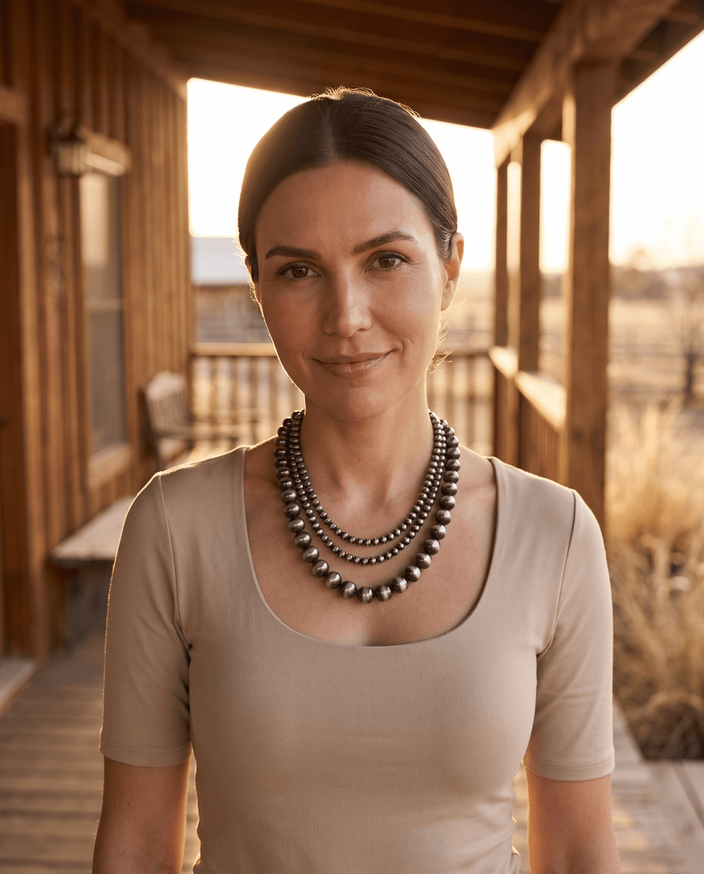 Desert Dreamer 3-Strand Western Faux Sterling Pearl Necklace — Single-Clasp Layered Look