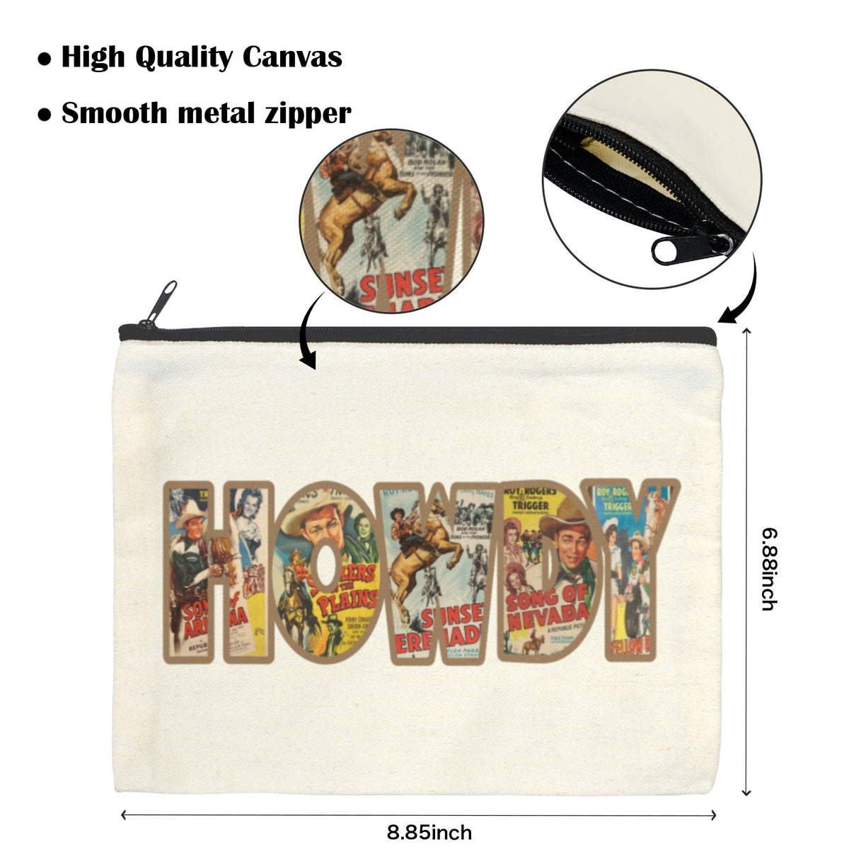 Baha Ranch Vintage Howdy Cosmetic Bag Pack of 5