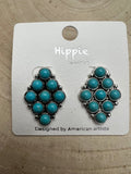 Western Faux Turquoise Cluster Post Earrings — Petite 1" Drop