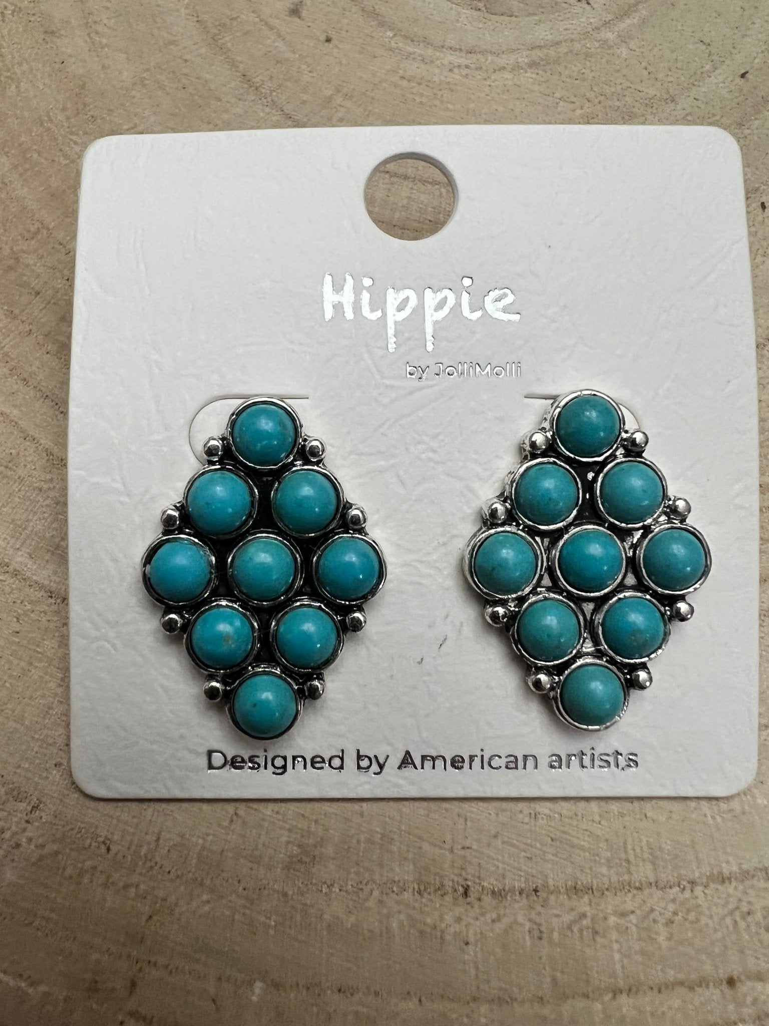Western Faux Turquoise Cluster Post Earrings — Petite 1" Drop