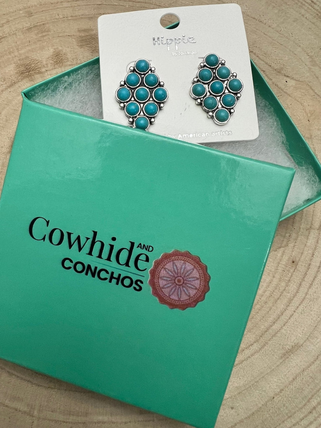 Western Faux Turquoise Cluster Post Earrings — Petite 1" Drop