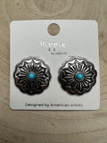 Western Faux Turquoise Concho Post Earrings