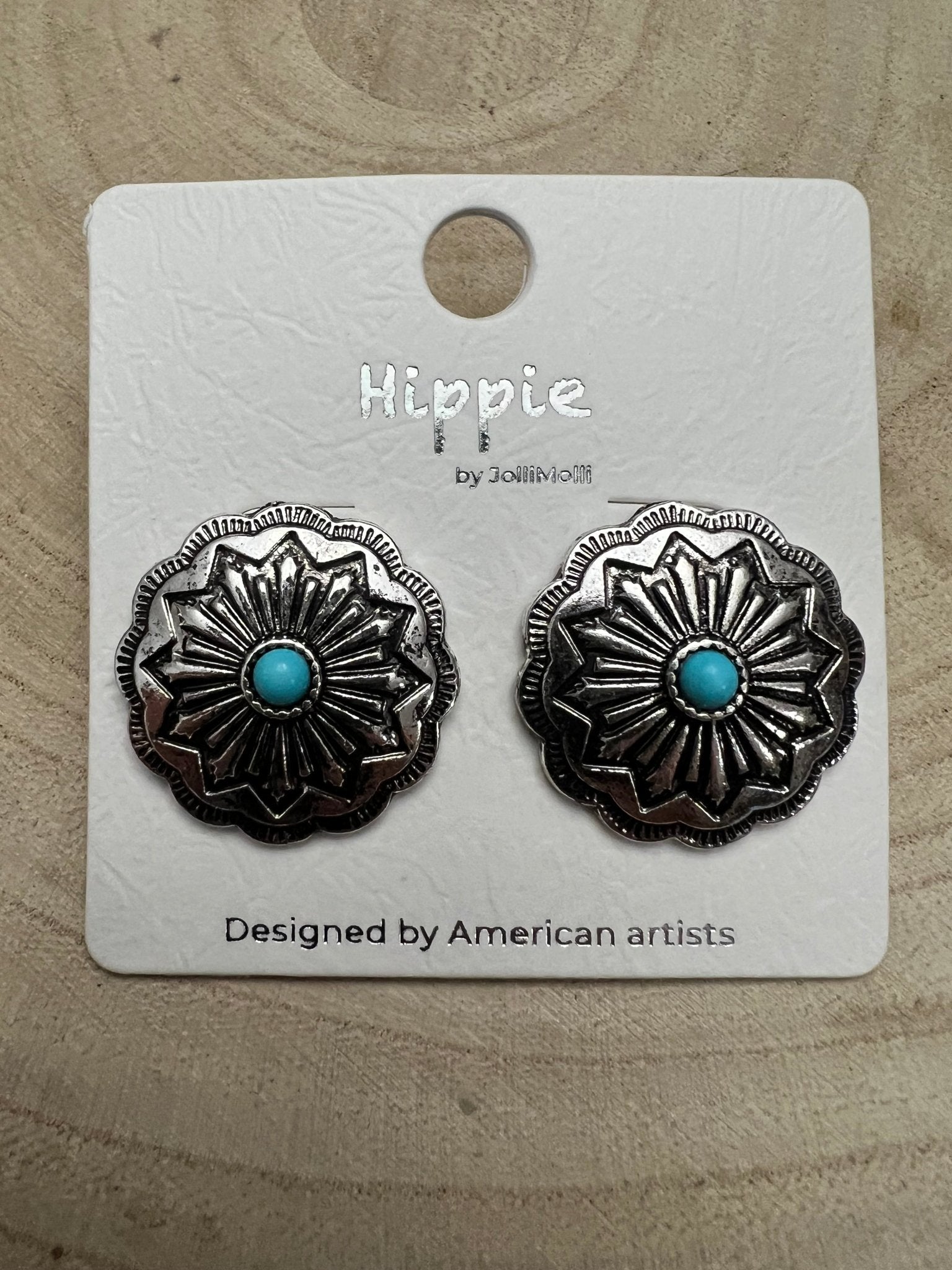 Western Faux Turquoise Concho Post Earrings