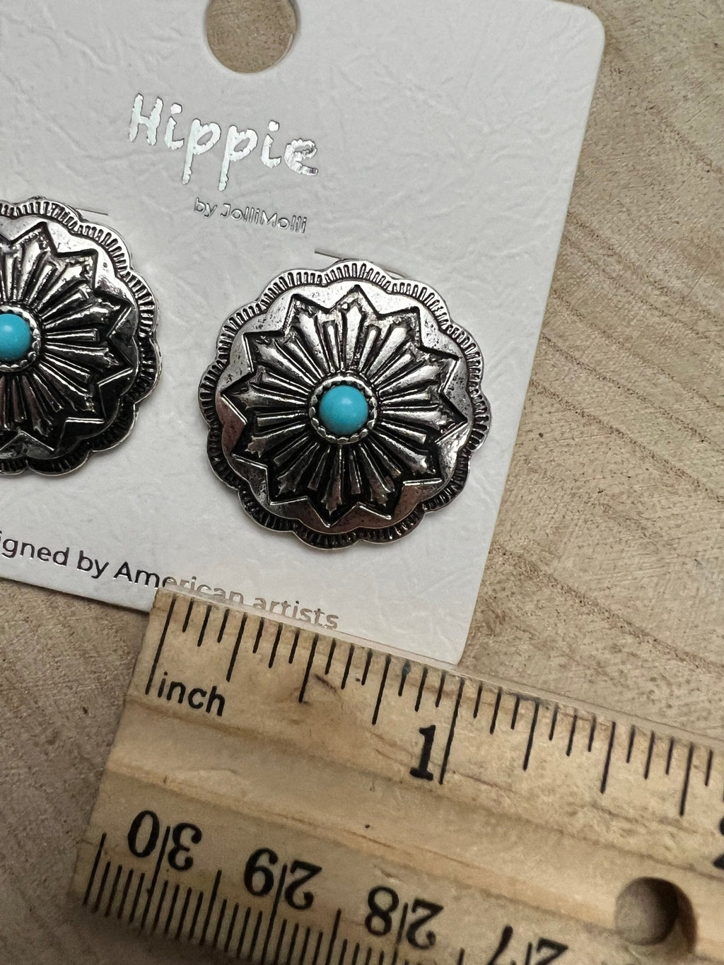 Western Faux Turquoise Concho Post Earrings
