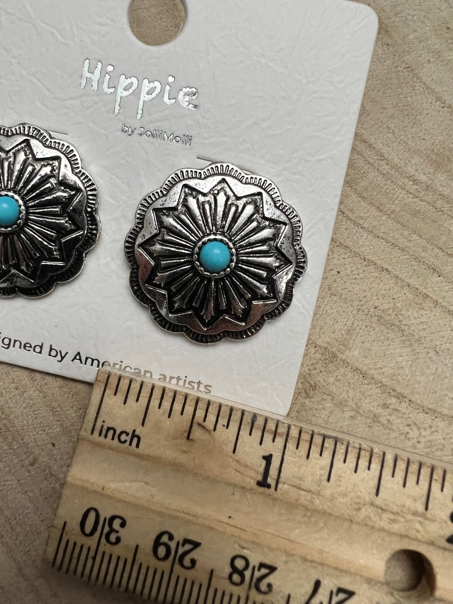 Western Faux Turquoise Concho Post Earrings