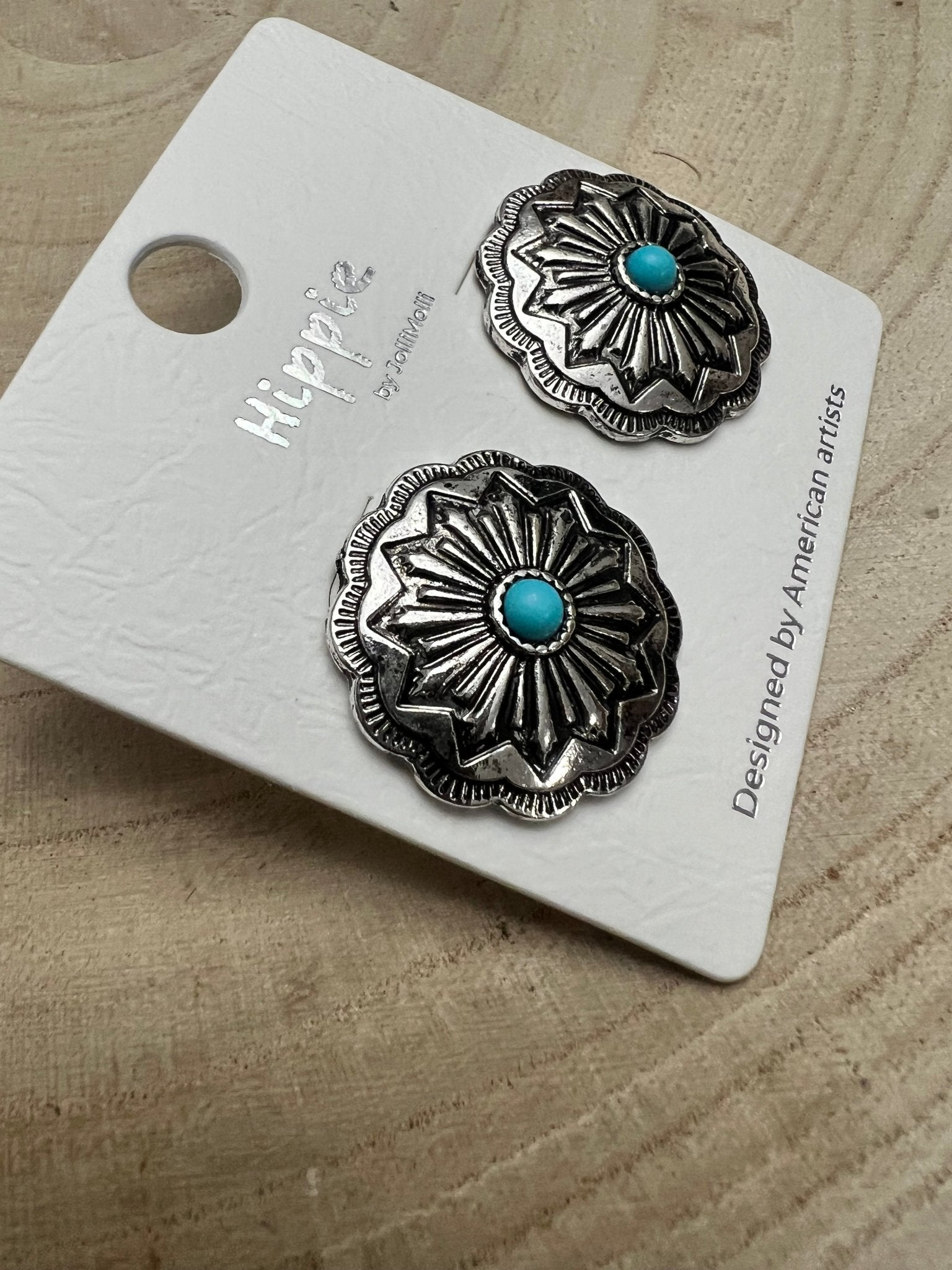 Western Faux Turquoise Concho Post Earrings