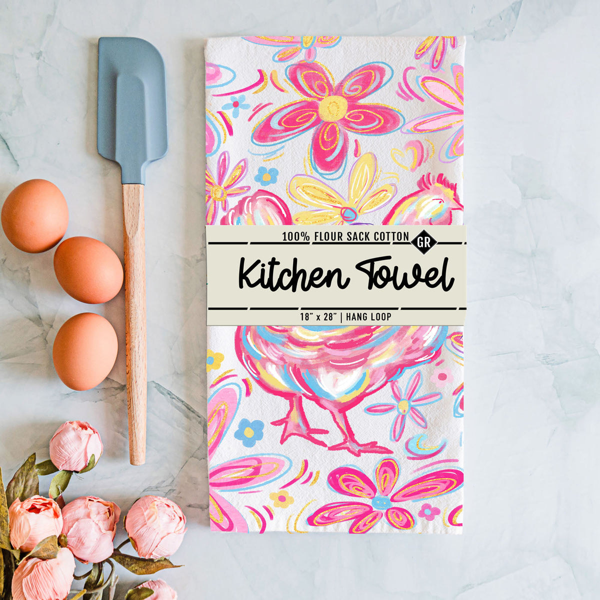 Floral Boho Chicken Towel-1