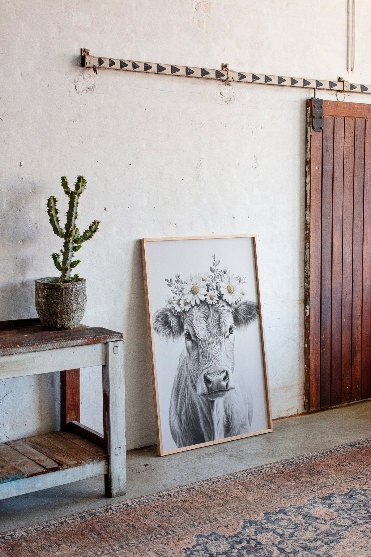 Rustic Daisy Cow