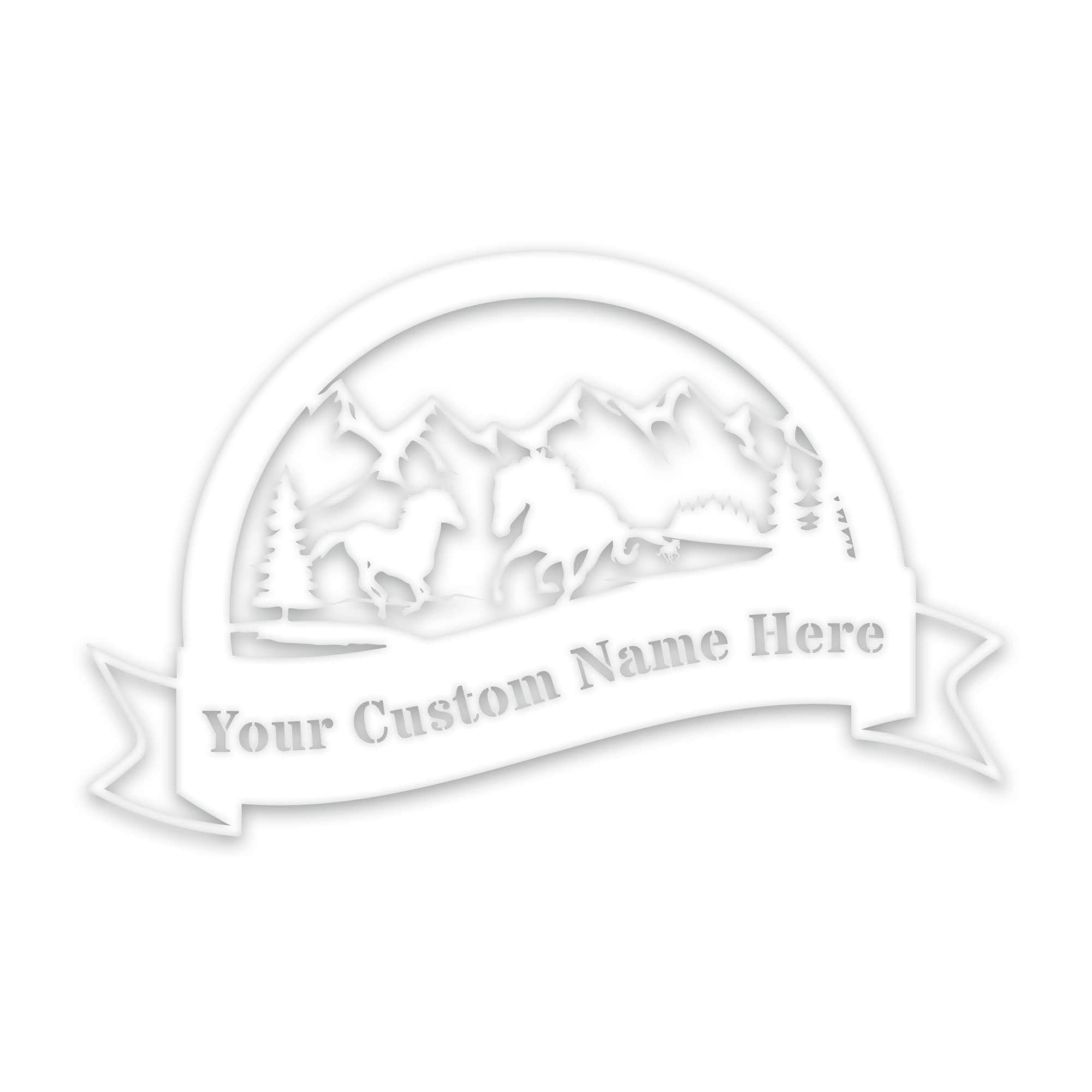 Great Outdoors- Half Moon Wild Horses Metal Sign