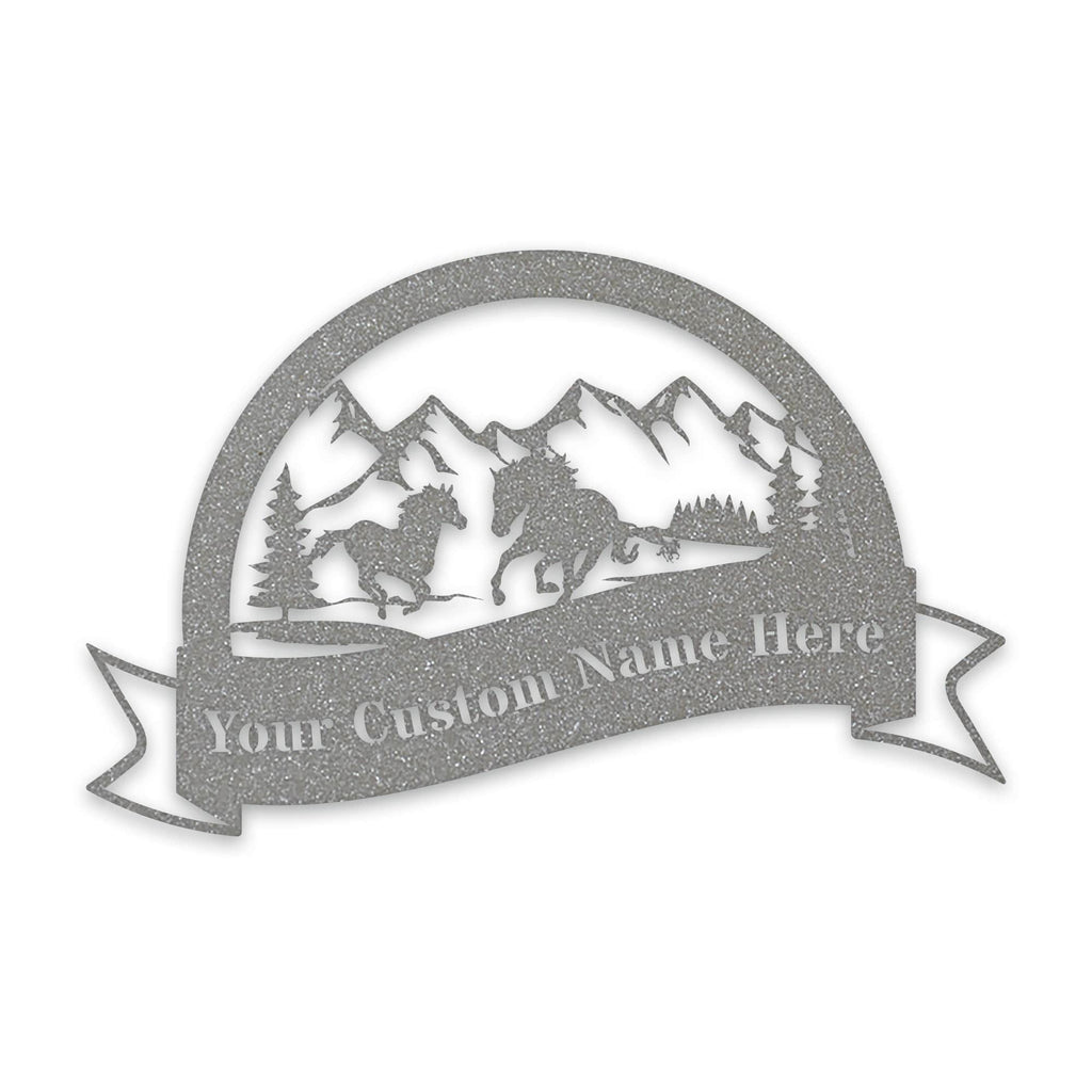 Great Outdoors- Half Moon Wild Horses Metal Sign