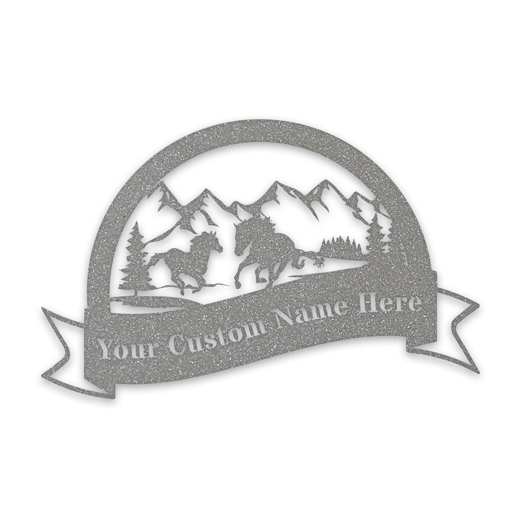 Great Outdoors- Half Moon Wild Horses Metal Sign