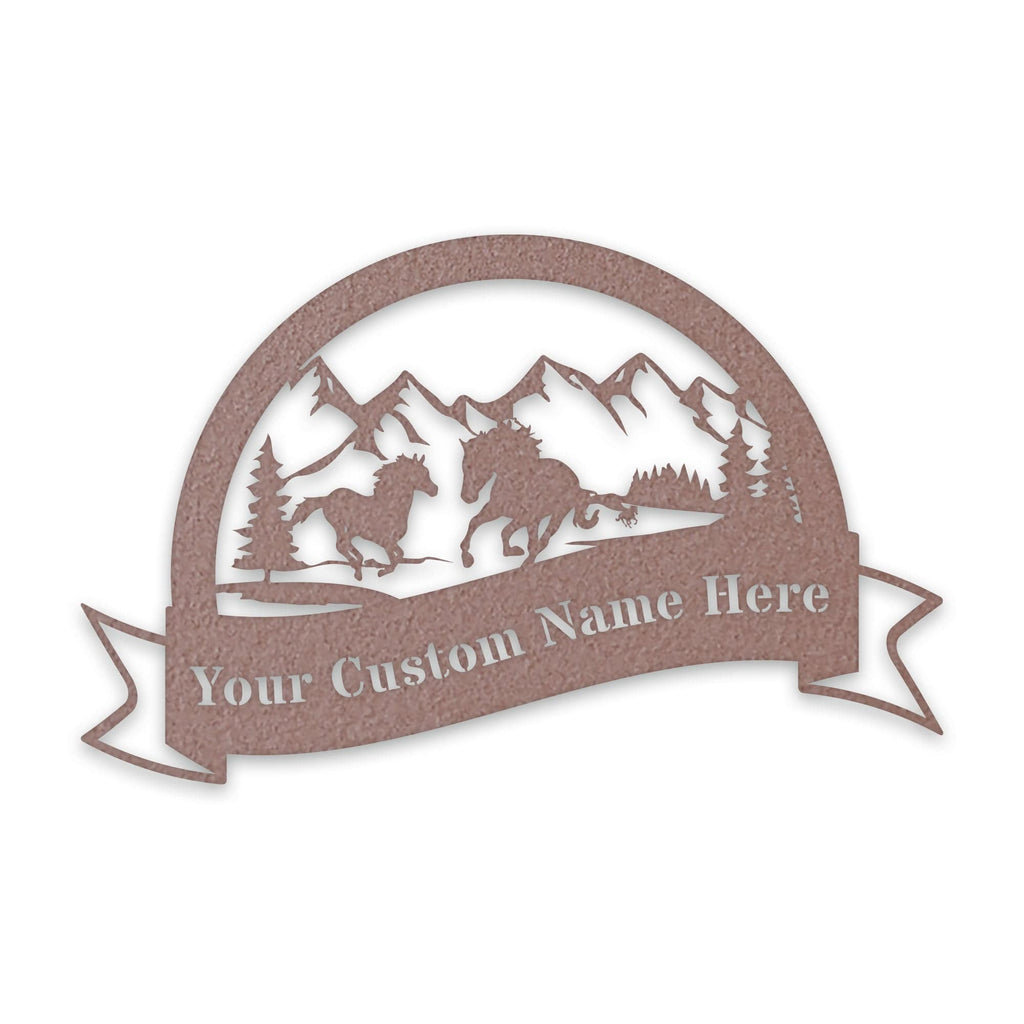 Great Outdoors- Half Moon Wild Horses Metal Sign