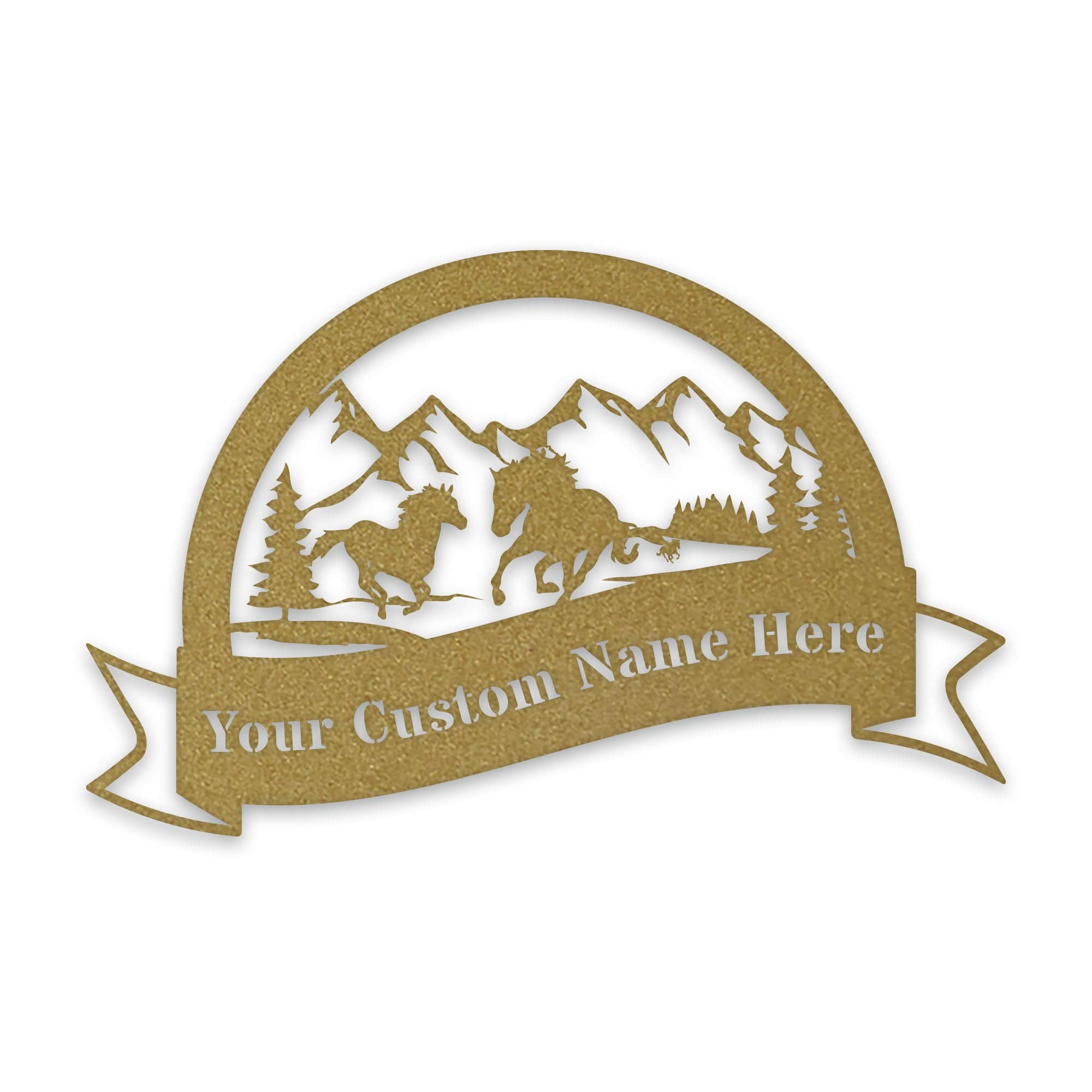 Great Outdoors- Half Moon Wild Horses Metal Sign