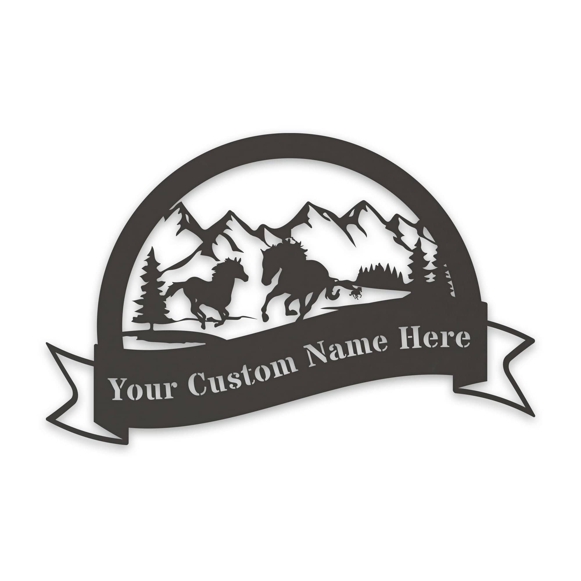 Great Outdoors- Half Moon Wild Horses Metal Sign