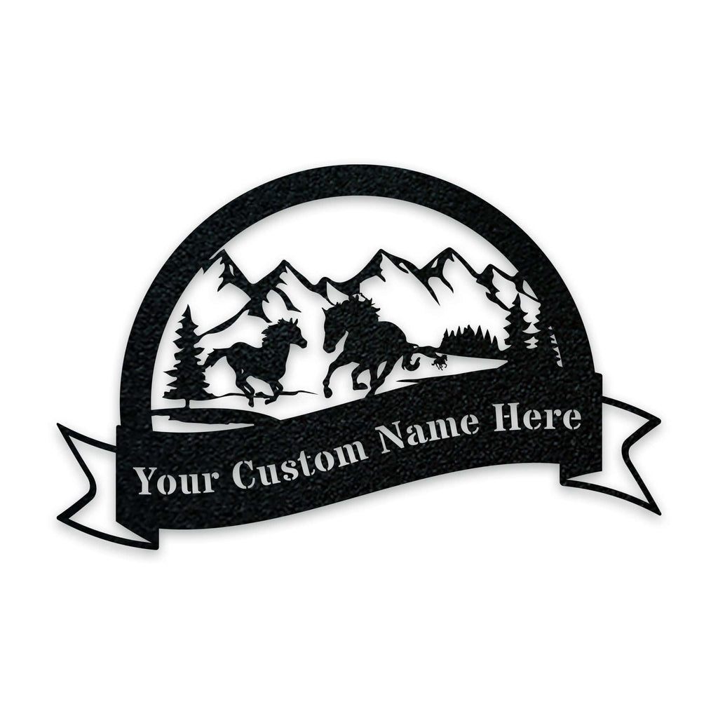 Great Outdoors- Half Moon Wild Horses Metal Sign
