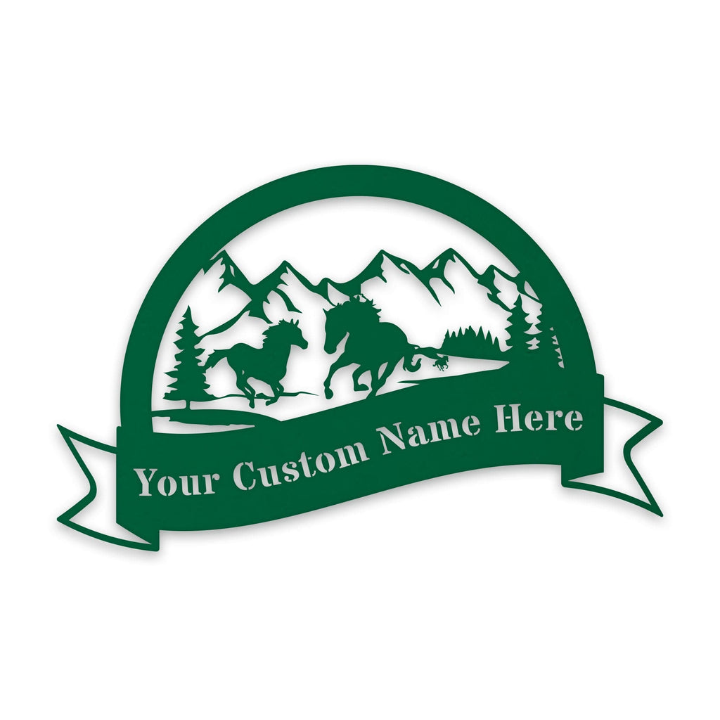 Great Outdoors- Half Moon Wild Horses Metal Sign