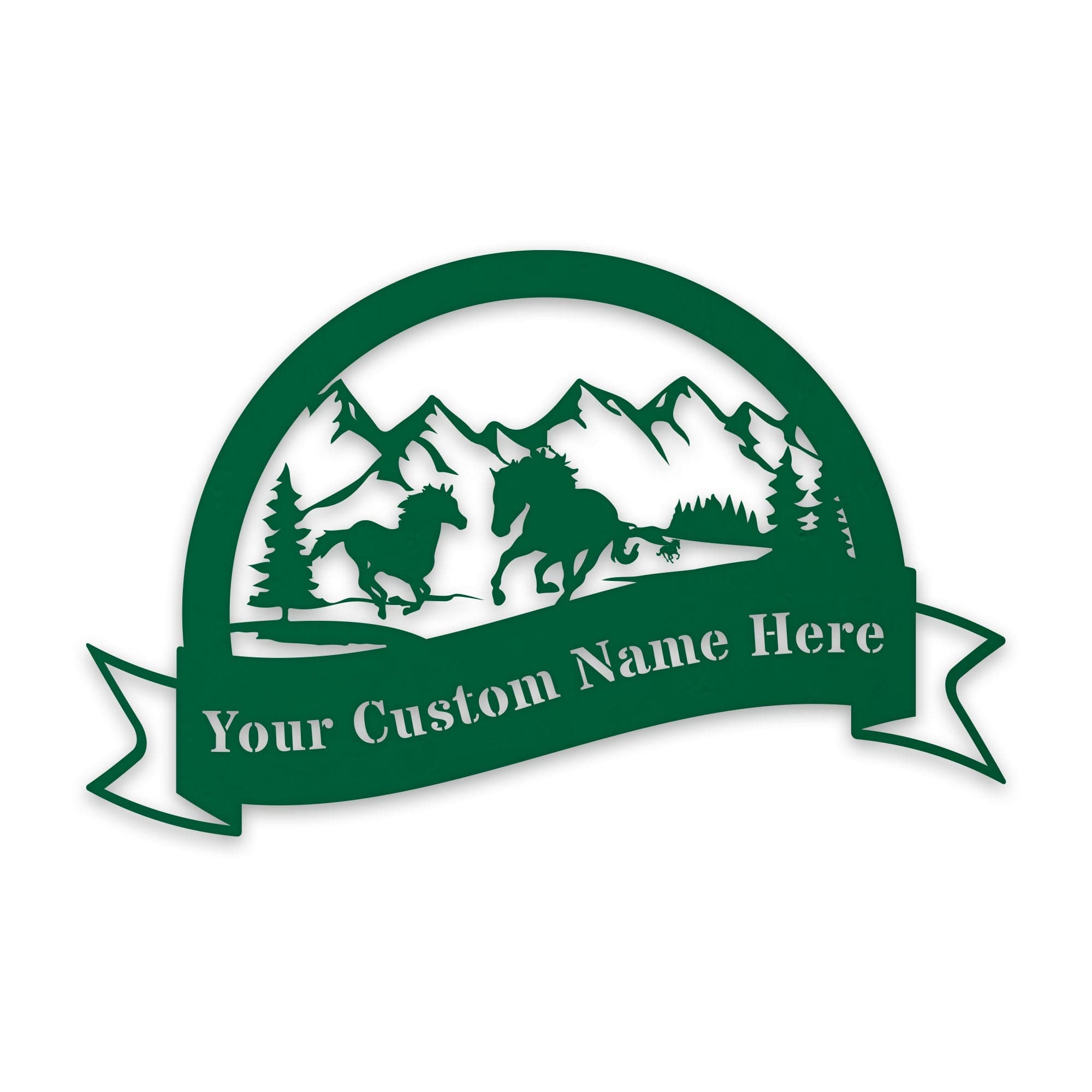 Great Outdoors- Half Moon Wild Horses Metal Sign