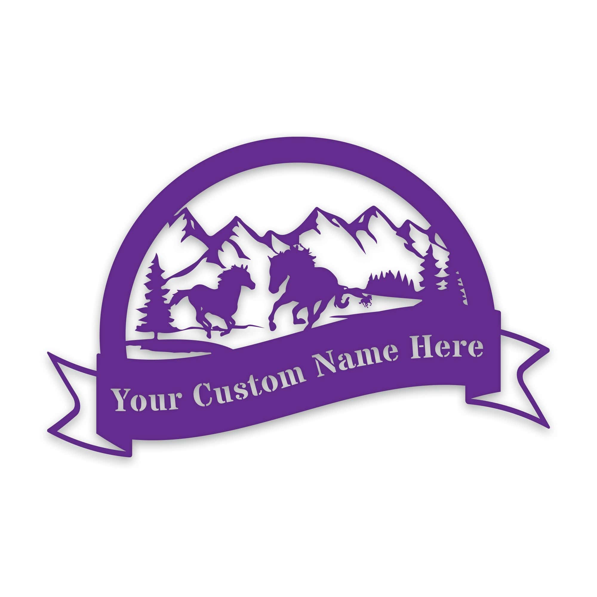 Great Outdoors- Half Moon Wild Horses Metal Sign