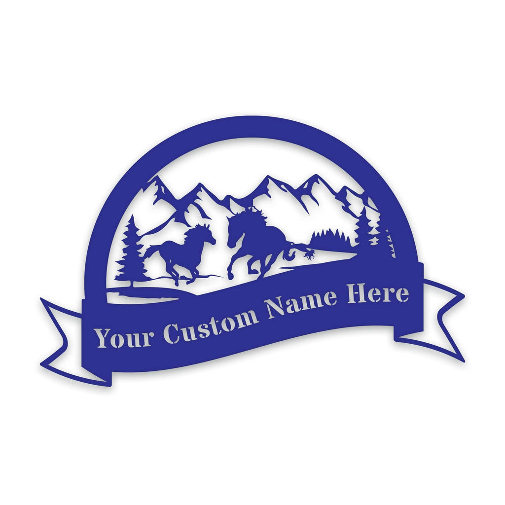 Great Outdoors- Half Moon Wild Horses Metal Sign