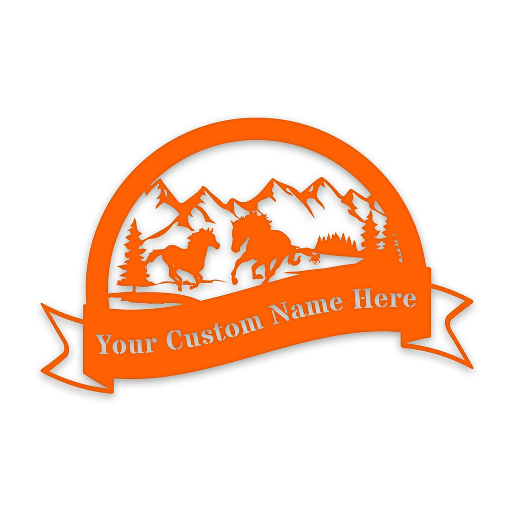 Great Outdoors- Half Moon Wild Horses Metal Sign