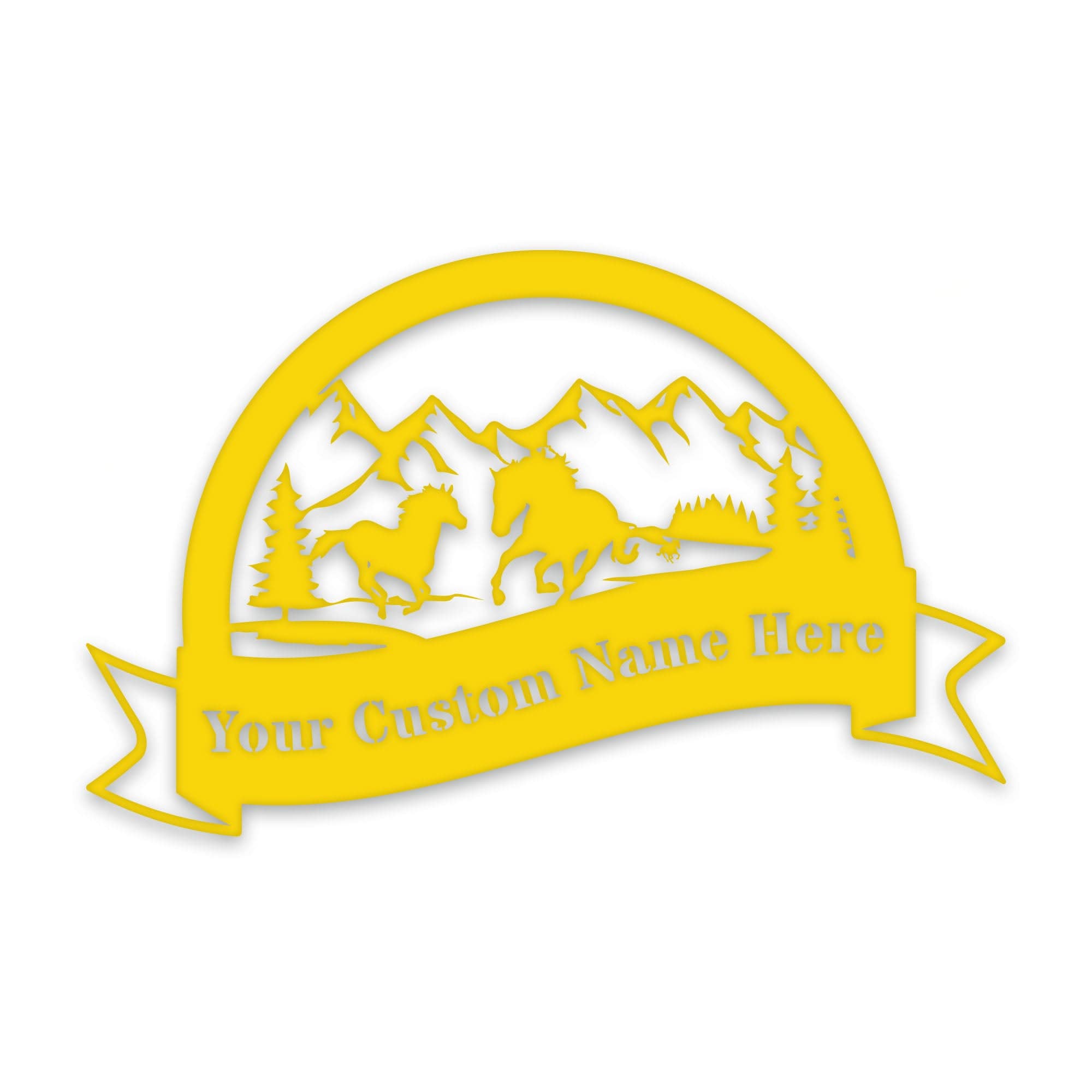 Great Outdoors- Half Moon Wild Horses Metal Sign