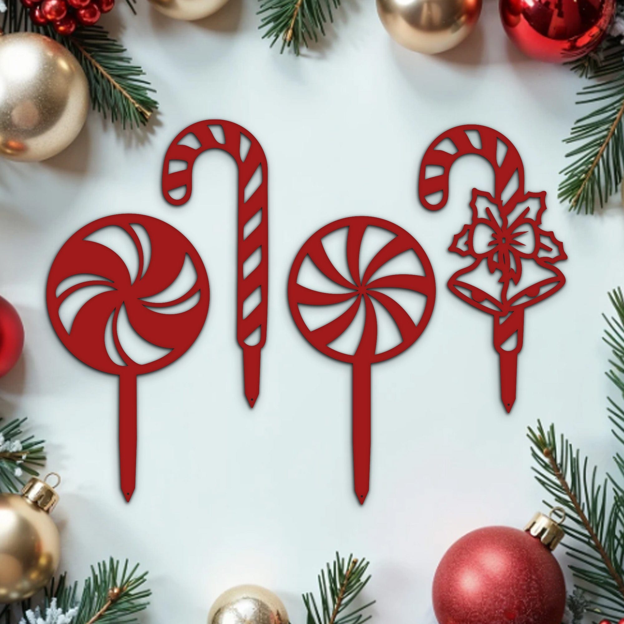 Holidays Peppermint Lollies and Candy Cane Christmas Yard Stakes