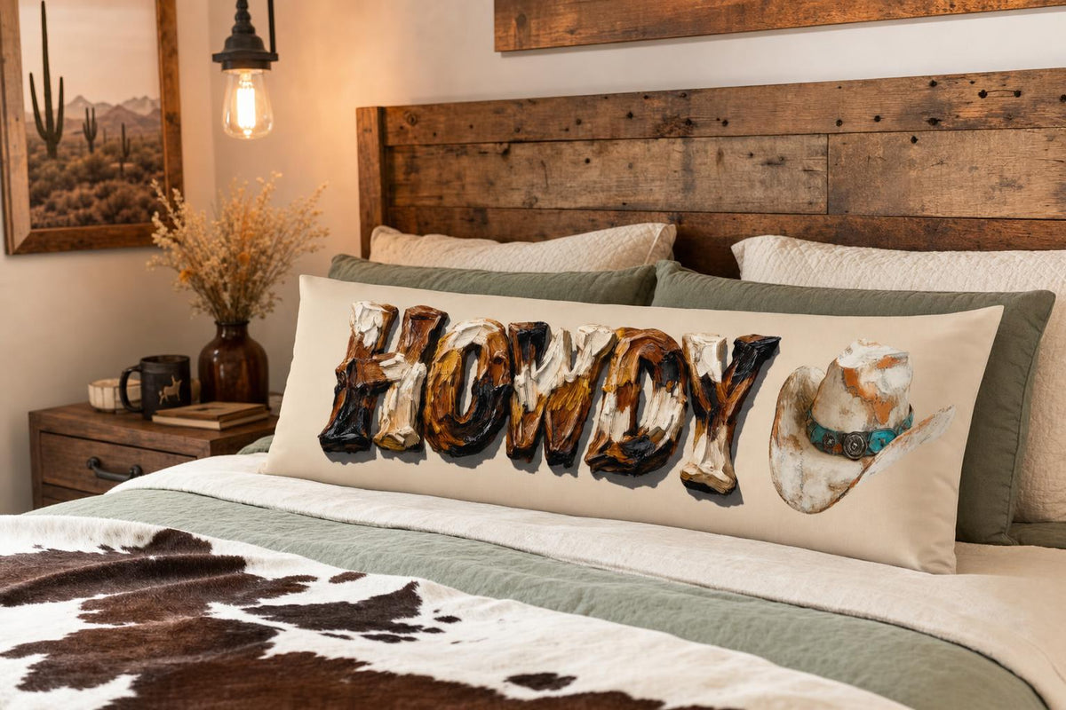 Baha Ranch Western Howdy Highland Cow Body Pillow