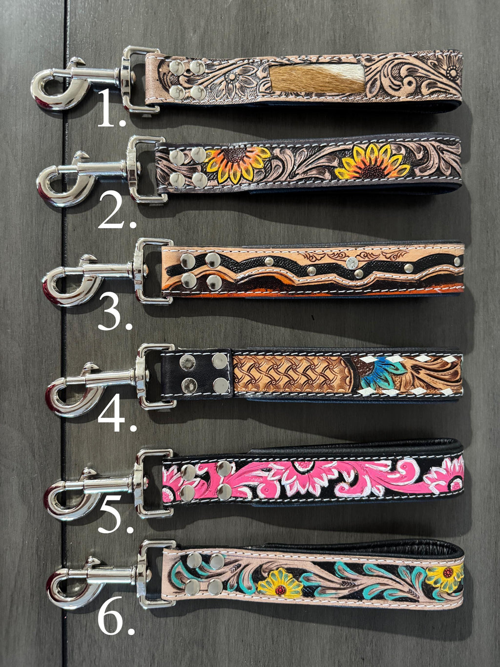 Short Western genuine leather dog pet leash