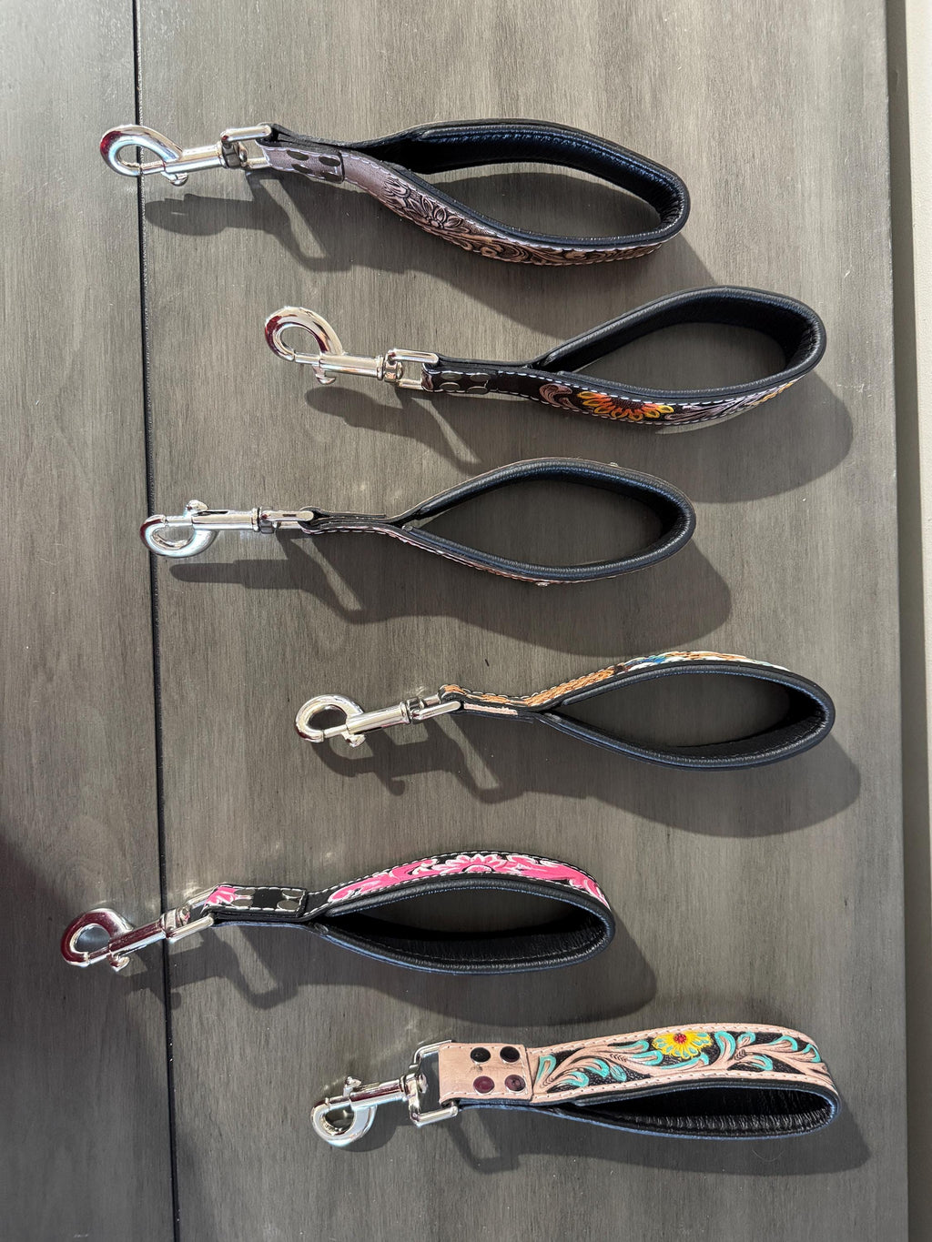 Short Western genuine leather dog pet leash