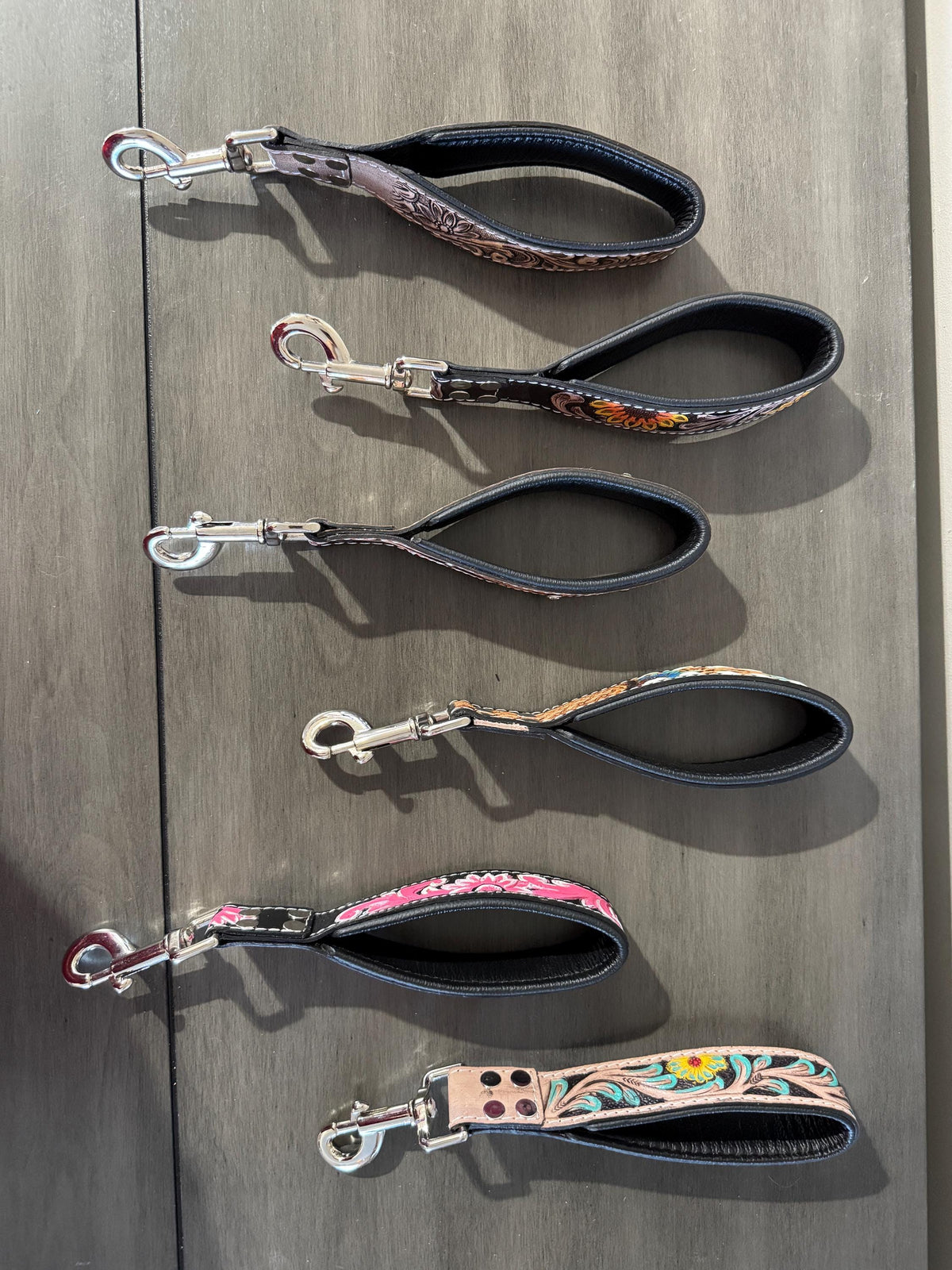 Short Western genuine leather dog pet leash
