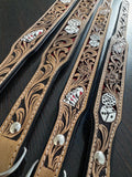 Handmade Western Leather Dog Collar: Cards & Dice Inlay