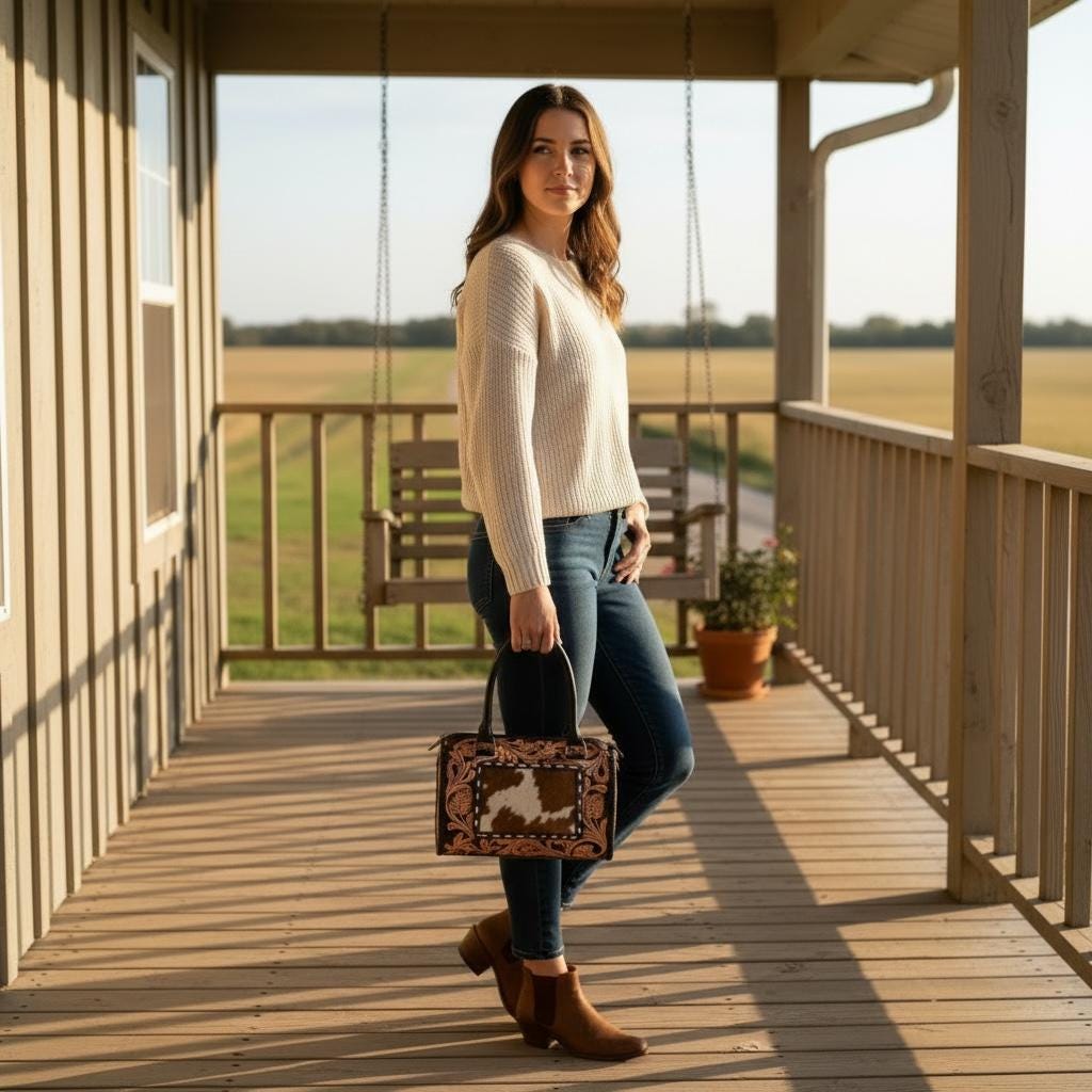 Genuine Western Leather Speedy Barrel Bag
