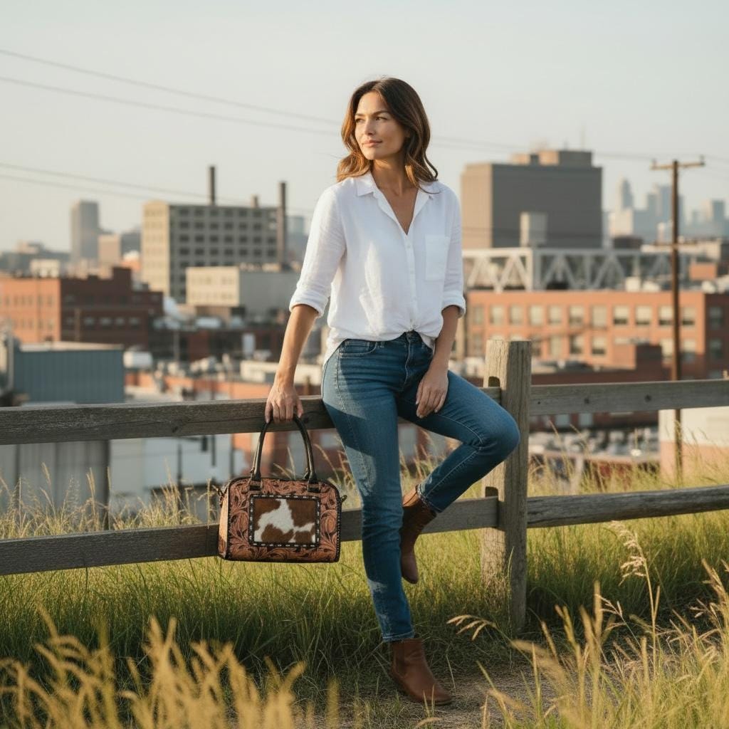 Genuine Western Leather Speedy Barrel Bag