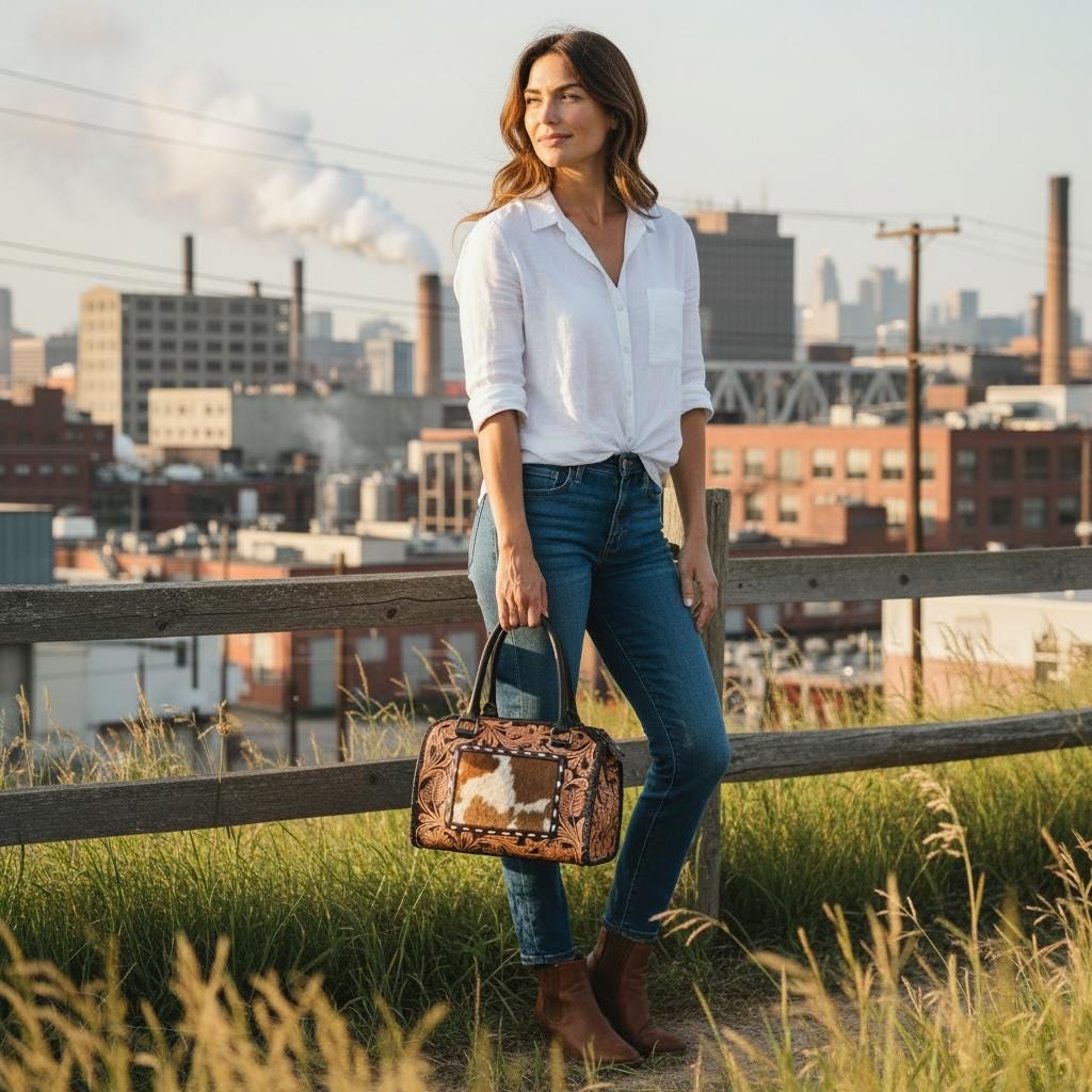 Genuine Western Leather Speedy Barrel Bag