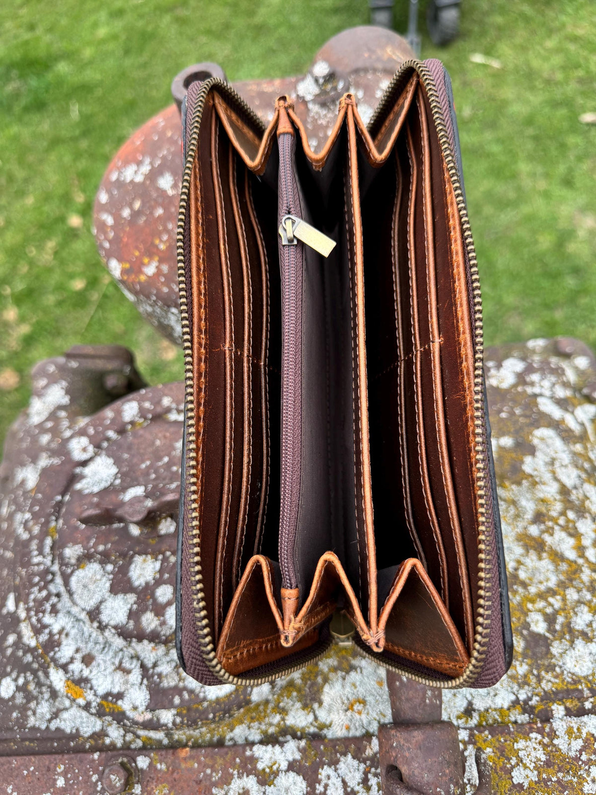 Genuine Leather Hand Tooled Sunflower Wallet