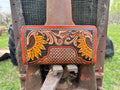 Genuine Leather Hand Tooled Sunflower Wallet
